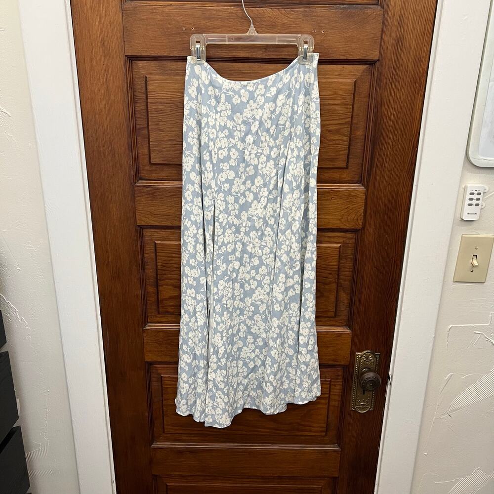 Reformation Zoe Midi skirt blue floral high slit Size 2 NWOT's $168 Women's